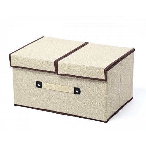 Caja almacenamiento simil lino 2 capas 45x30x15 cm