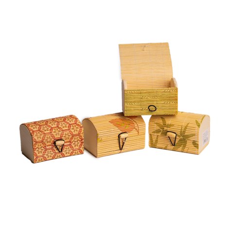 Caja bambu color/impresiones 9 x 6 x 6 cm